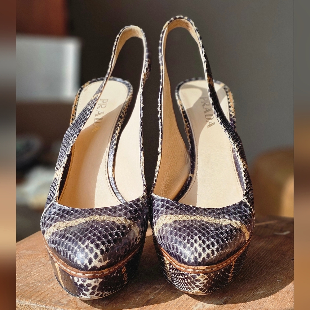 Prada Python Print Slingback Heels - image 3